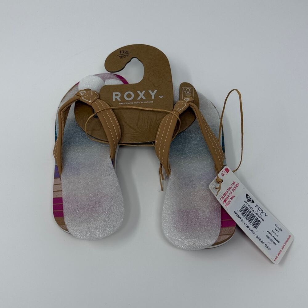 Roxy Girl RG Vista Loreto Flip Flops - Tan Multicolor - 11 - New with tags